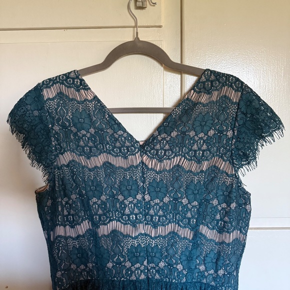 Anthropologie Maeve Teal Lace Sheath Dress Size Large - Picture 10 of 13